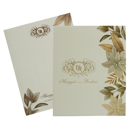 Cream Floral Padded Invitation Card-King of Cards