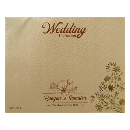 Buy Gold Floral Ornate Padded Wedding Card