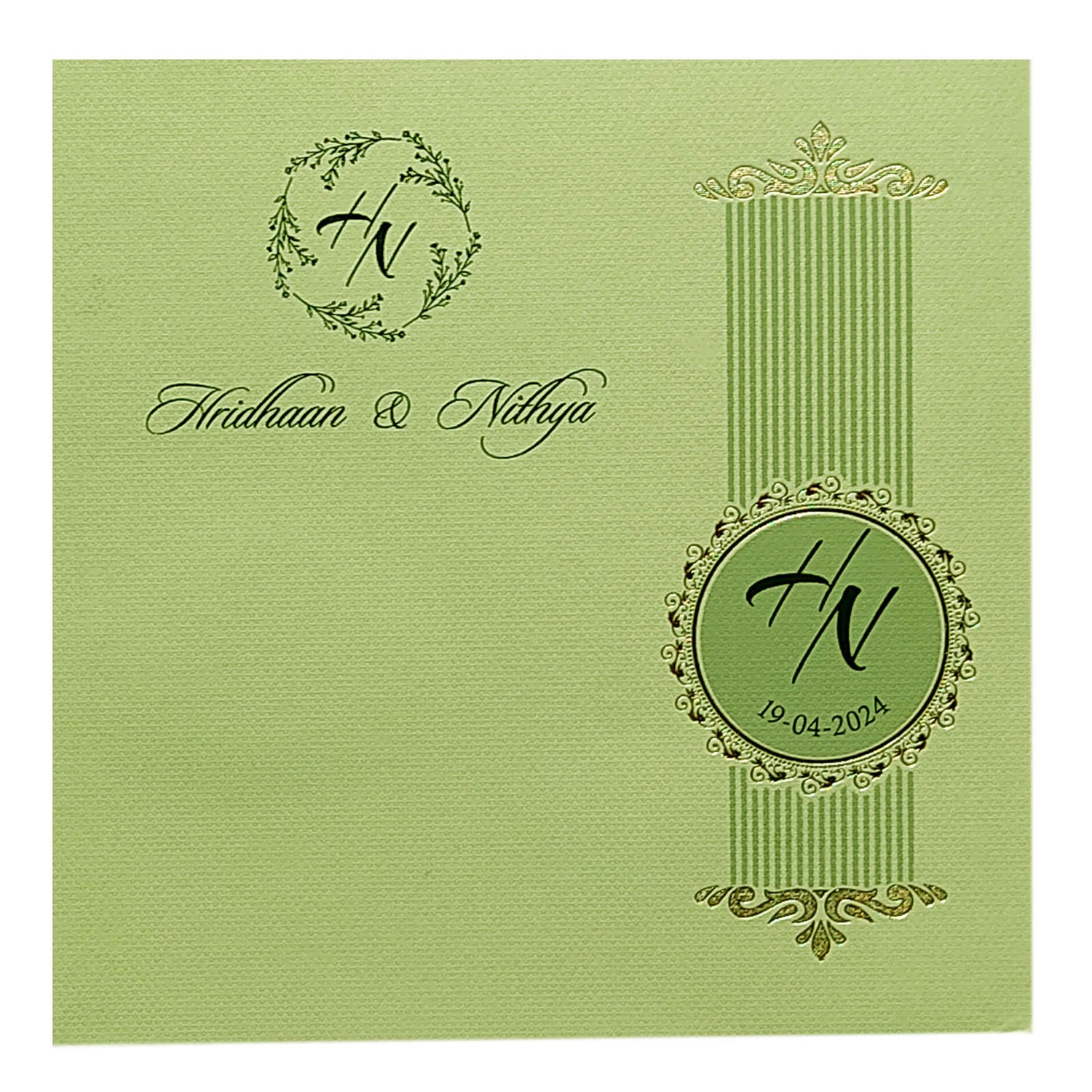 Pastel Green Foil Single Sheet Invitation Card-King of Cards