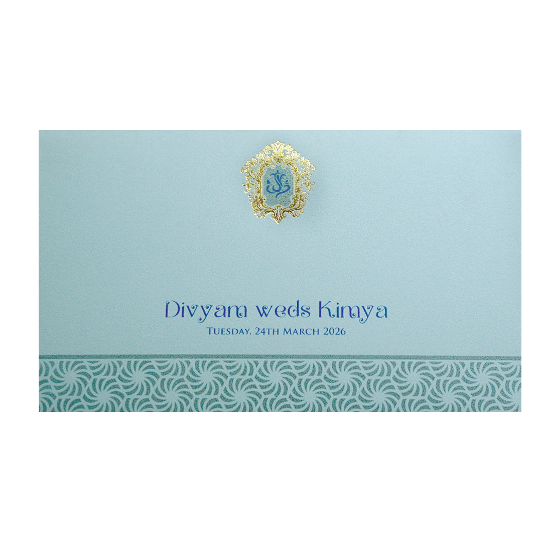 Mint Green Monogram Elegant Wedding Invitation Card-KPR24560