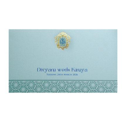 Mint Green Monogram Elegant Wedding Invitation Card-KPR24560