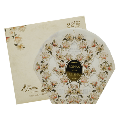 Ivory Cream Floral Laser-cut Wedding Card - KFR16180