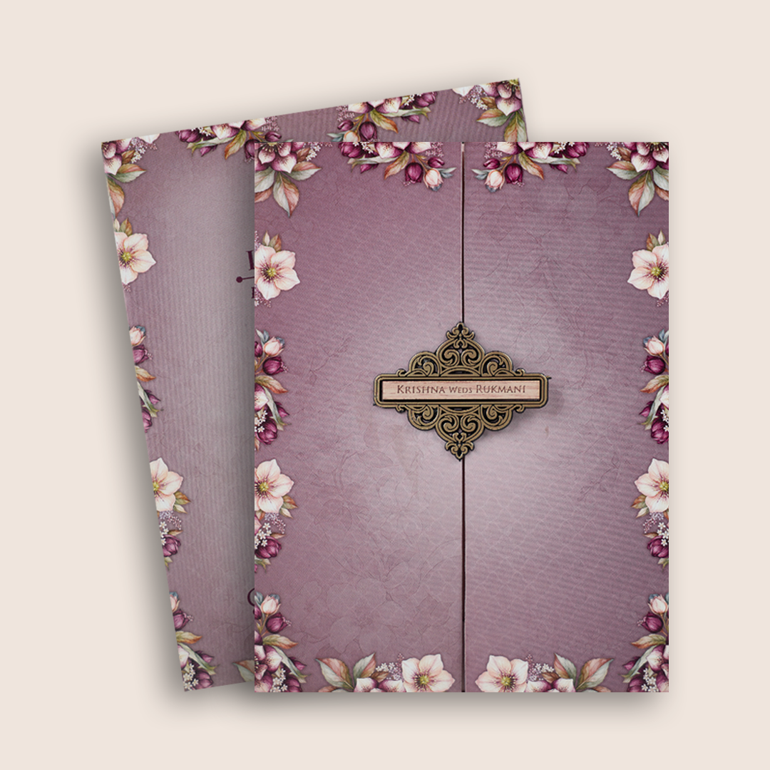 Pastel Pink Floral Door Style Invitation Card - KJTS1951