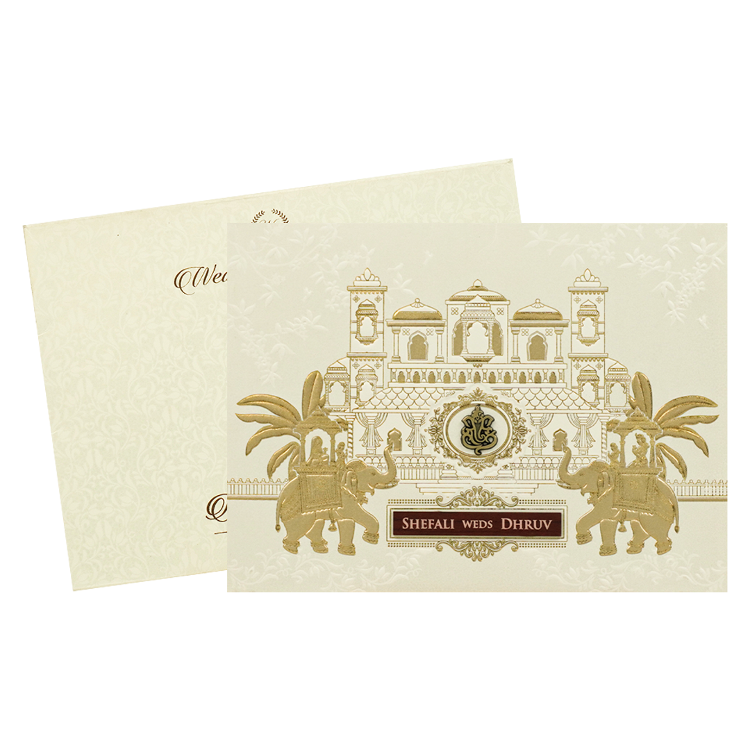 White Palace Elephant Wedding Card - KRE28620