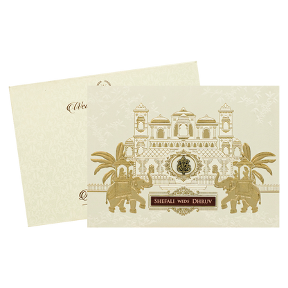 White Palace Elephant Wedding Card - KRE28620