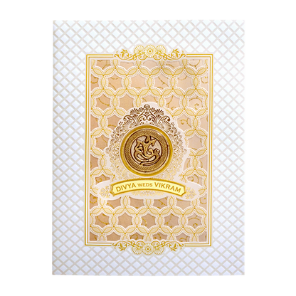 White Embossed Wedding Invitation Card-King of Cards