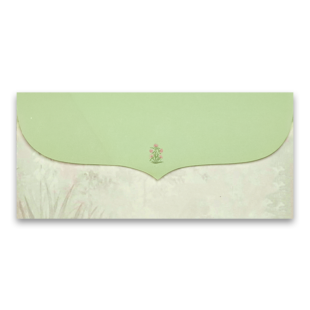 Green Floral Jharokha Money Envelope - KRCE7020