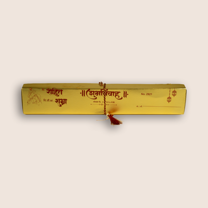 Gold Radha Krishna Scroll Box Card - KJPS2921