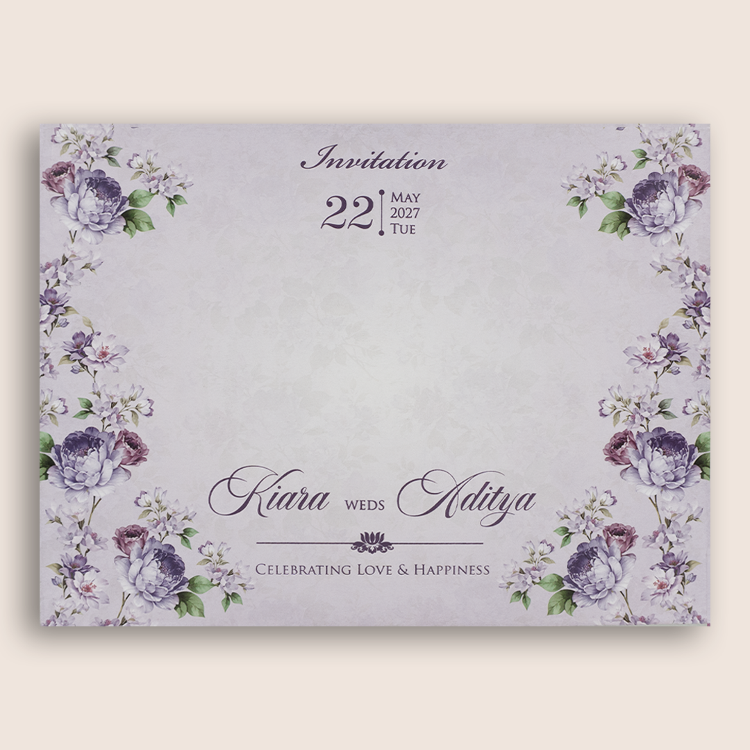 Lavender Floral MDF Laser Cut Wedding Card  - KFR17020