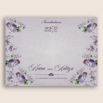 Lavender Floral MDF Laser Cut Wedding Card  - KFR17020