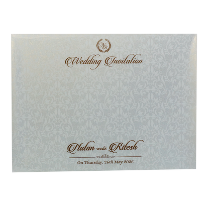 White Palace Elephant Padded Wedding Card - KRE28620