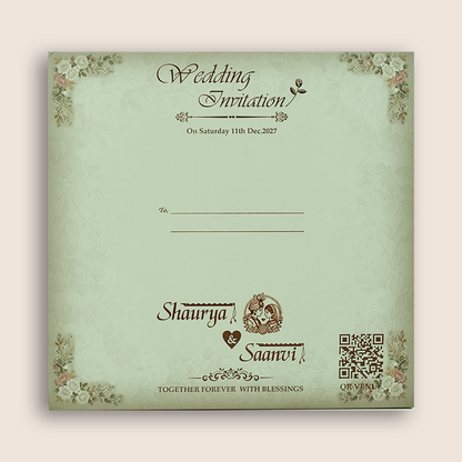 White Floral Padded Door Style Wedding Card - KSH18670