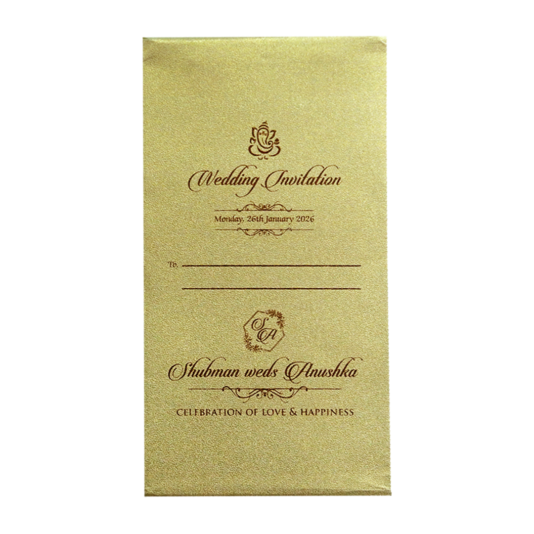 Gold MDF Laser Cutout Wedding Invitation Card - KRB07140