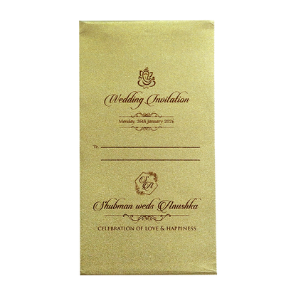 Gold MDF Laser Cutout Wedding Invitation Card - KRB07140