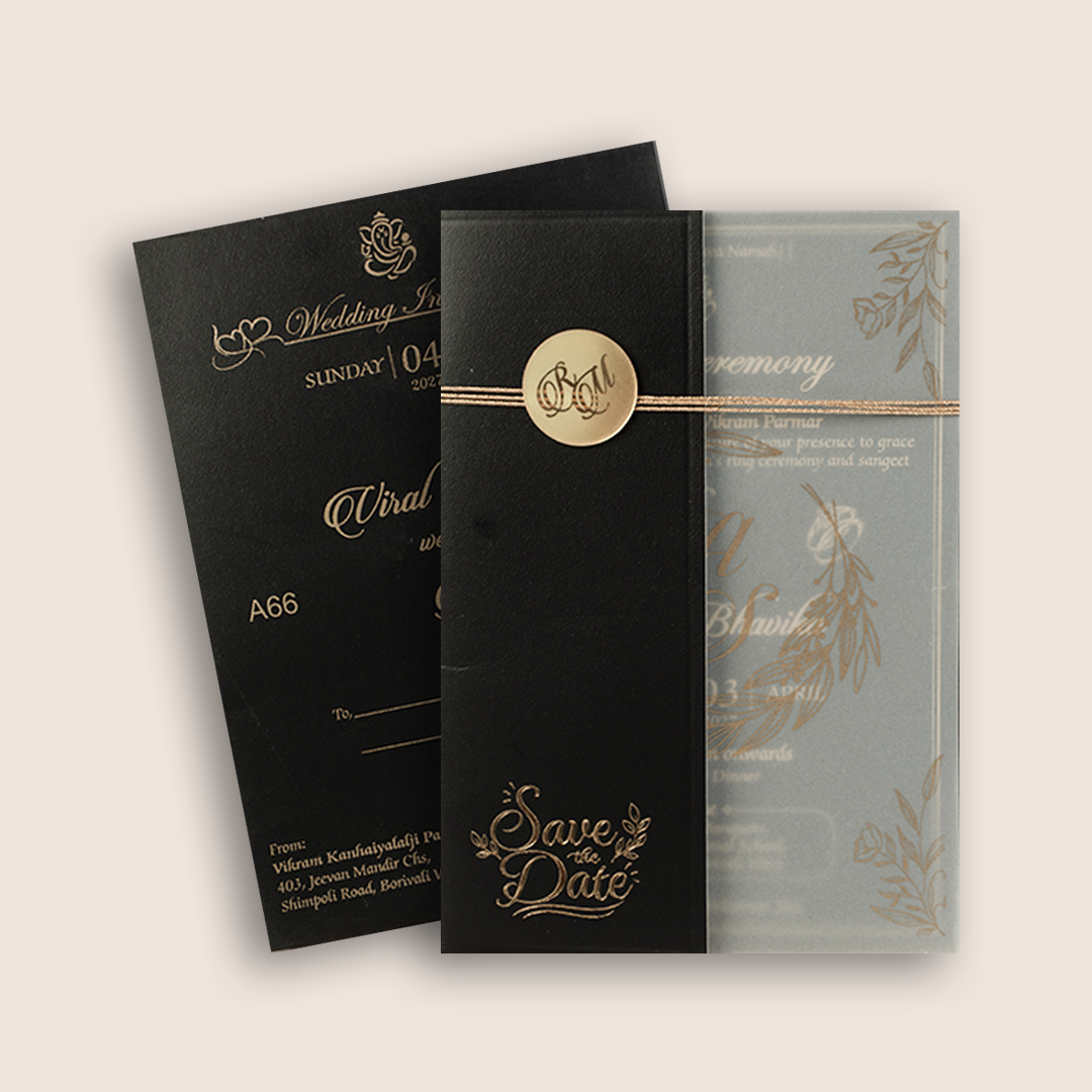 Black Floral Wedding Invitation - KMARA660
