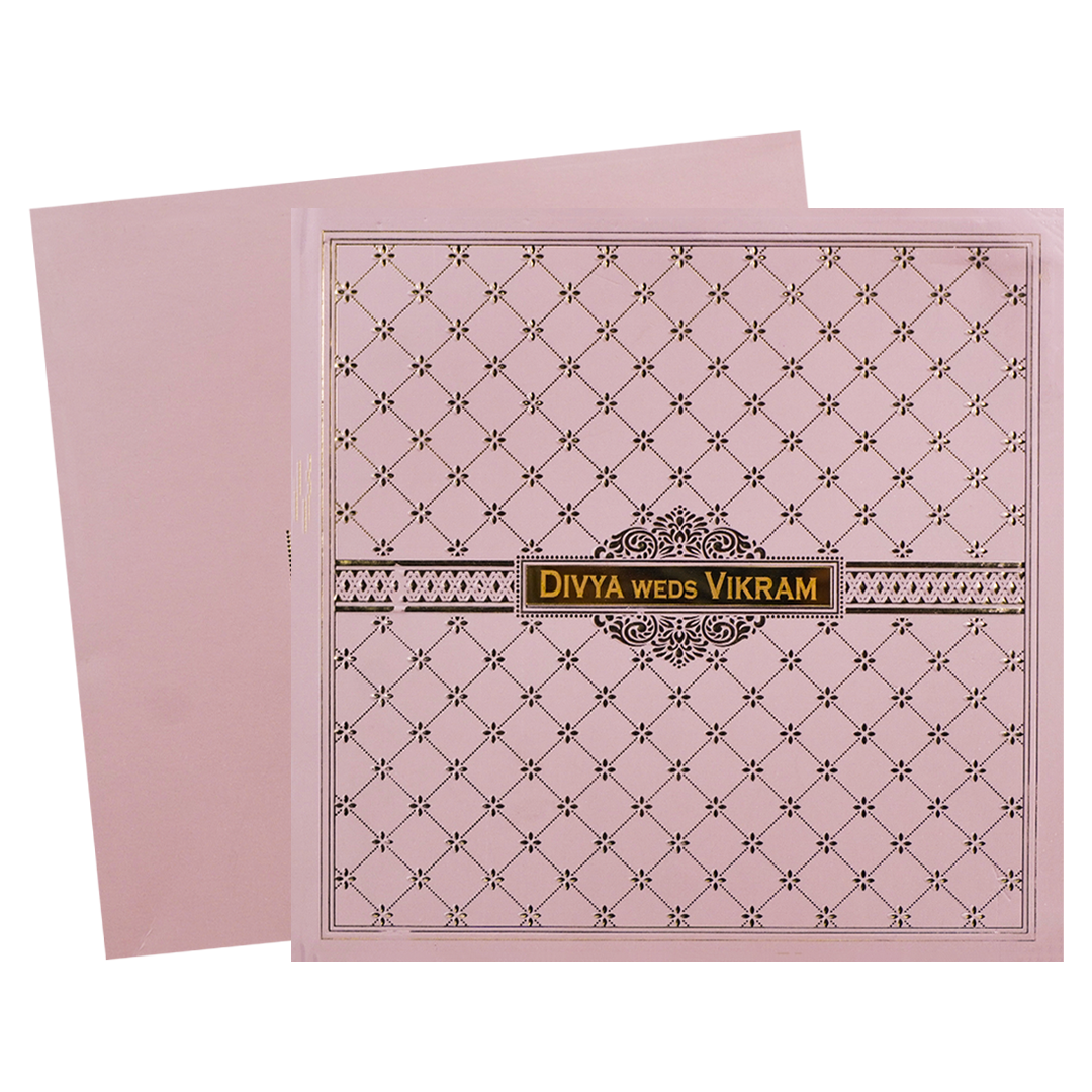 Pink Padded Floral Wedding Card-KNPO5573P