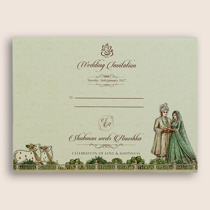 Royal Blue Bride Groom Laser Cut Padded Invitation Card - KRB10670