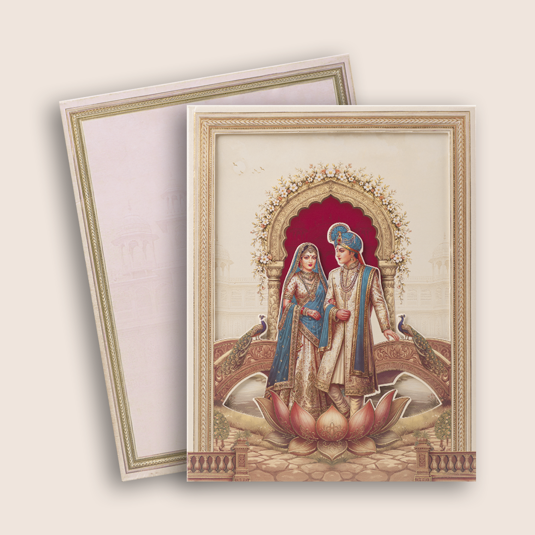 Cream Bride Groom Laser Cut Padded Wedding Card - KAA05910