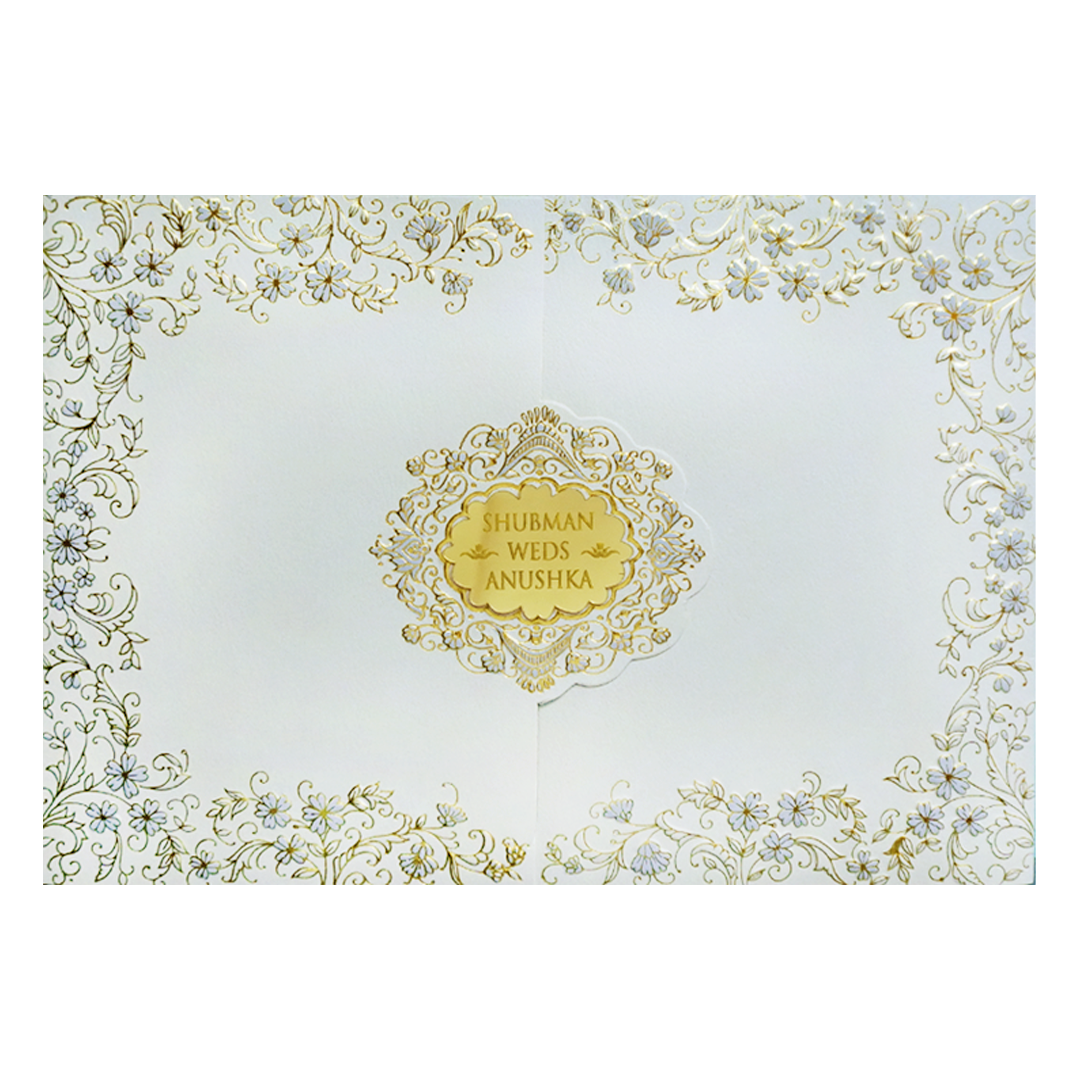 White Embossed Door Style Wedding Invitation Card-KRB09101
