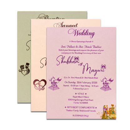 Brown Bridal Portrait Padded Wedding Card-KSH72400