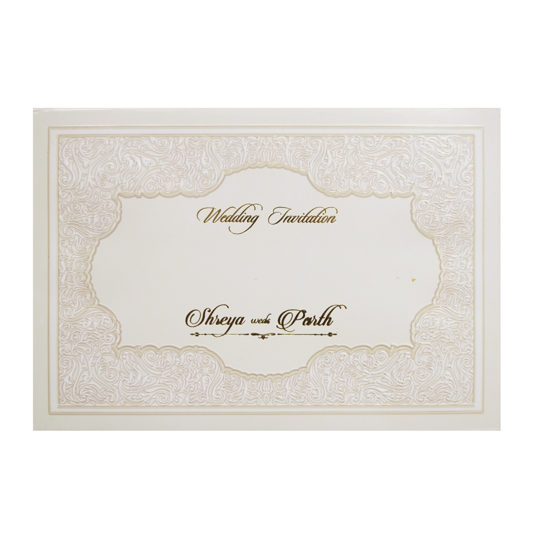 White Laser Cut Padded Royal Marriage Ceremony Wedding Card-KMMEX8220