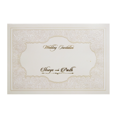 White Laser Cut Padded Royal Marriage Ceremony Wedding Card-KMMEX8220
