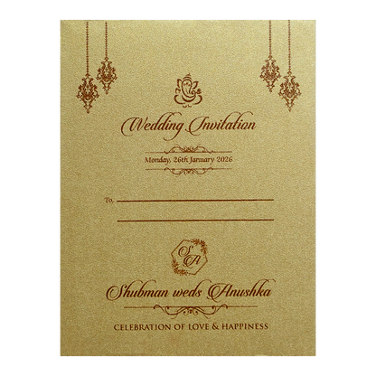 Gold Brown Laser Cut Wedding Card-KRB07100