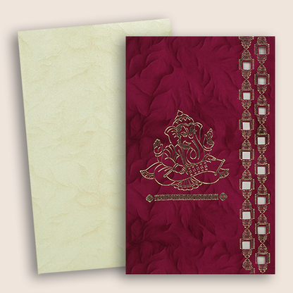 Maroon Ganesha Wedding Card - KNPD1664