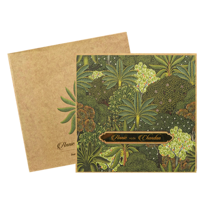 Green Forest Floral Padded Wedding Card-KBM05200