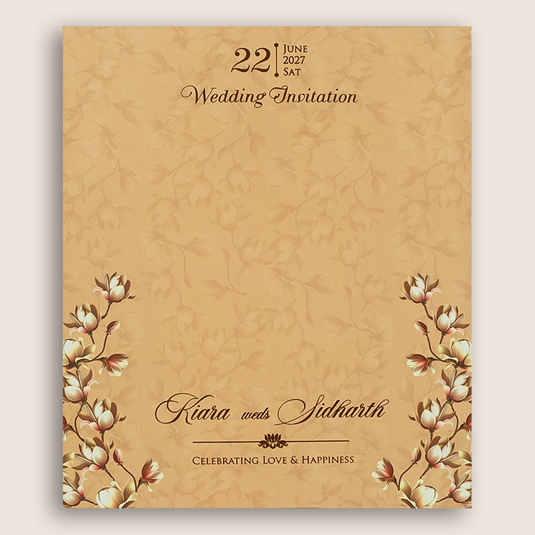 Sandal Floral Laser Cut MDF Marriage Invitation - KFR14040