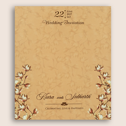 Sandal Floral Laser Cut MDF Marriage Invitation - KFR14040