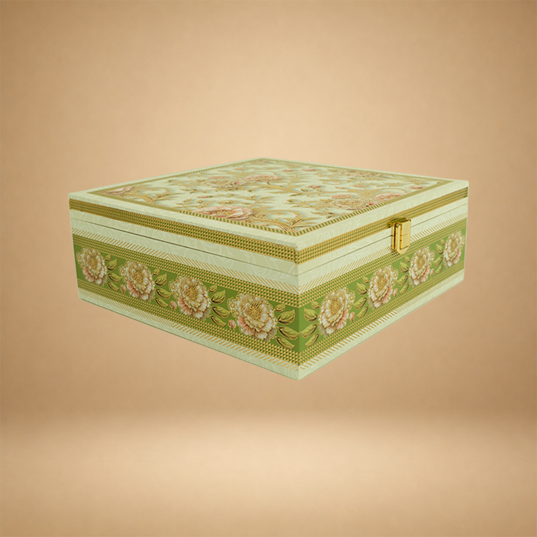 White Elegant Floral Luxury Sweet Jar Box - KBX27017