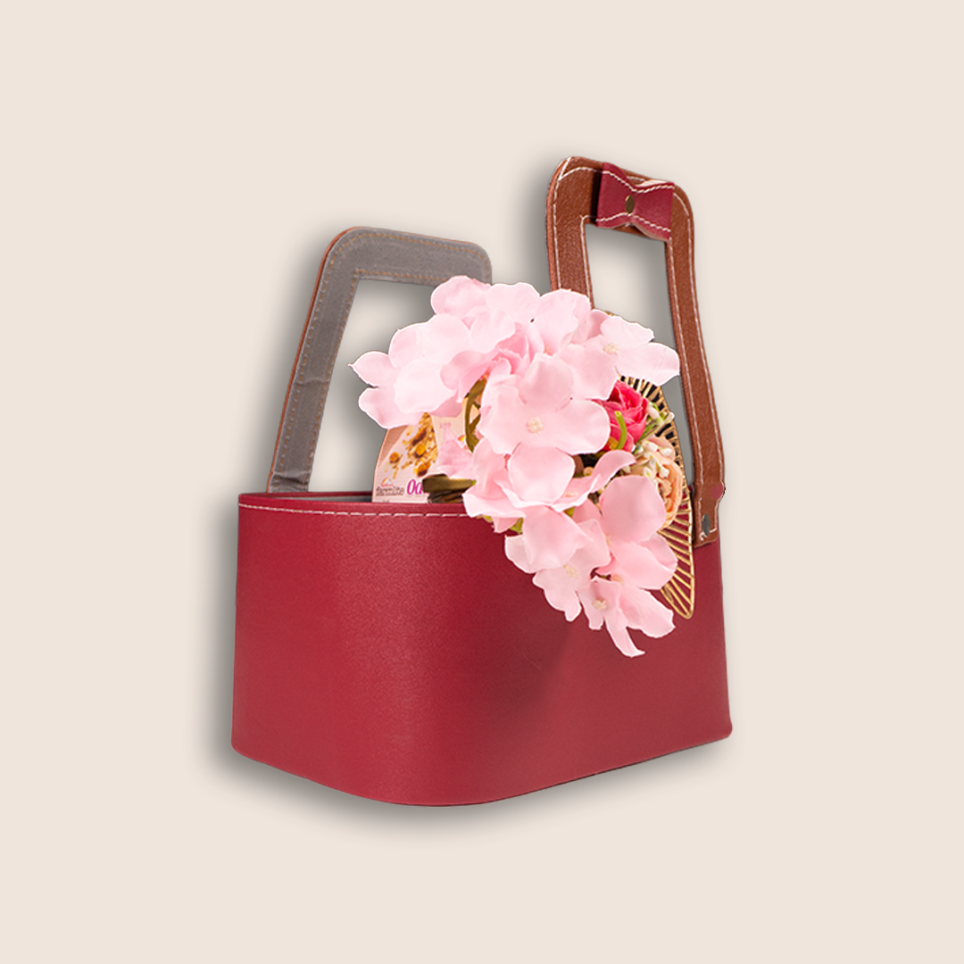 Red Elegant Floral Gift Hamper Bag - KLGH0170