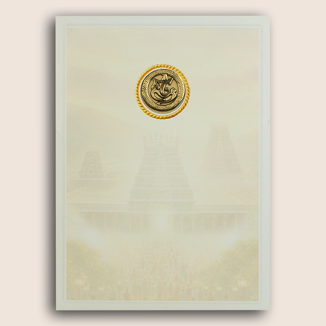 Cream Lord Balaji Padmavathi Door Style Invitation - KNAR2411