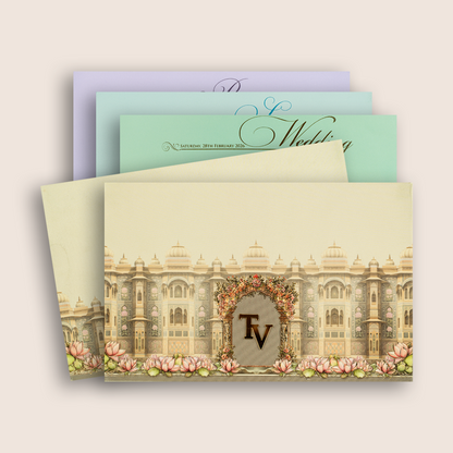 Light Grey Embossed Palace Padded Invitation Card - KPR024920