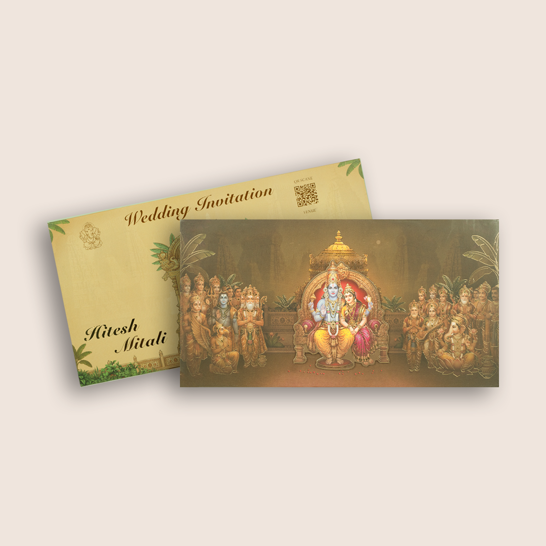 Brown Lord Balaji Padmavathi Padded Wedding Invitation - KSH27090