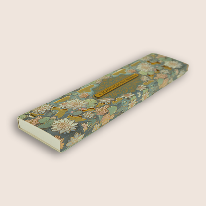 Pastel Blue Lotus Floral Laser Cut Scroll Box Card - KJPS2909