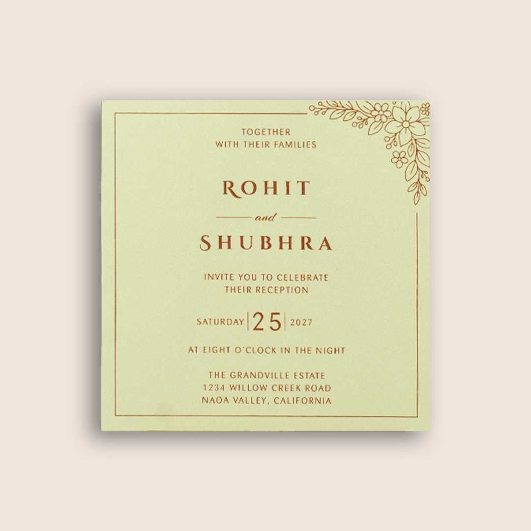 Maroon Floral Door Style Invitation Card - KJP25180