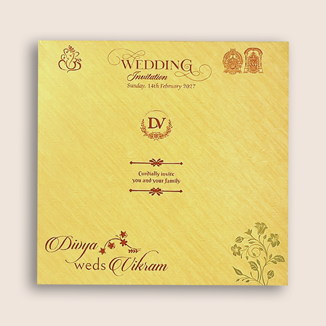 Gold Floral Pattern Wedding Card - KNPO5526G