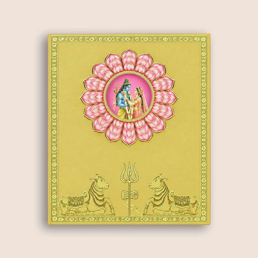Sandal Lord Shiva Parvathi Padded Premium Wedding Invitation - KNLW202580