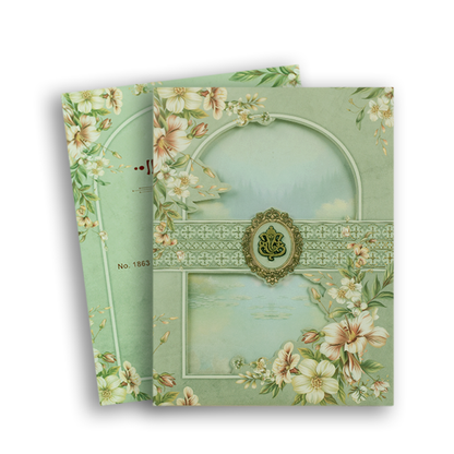 Green Floral Laser Cut Wedding Invitation Card - KJTS1863