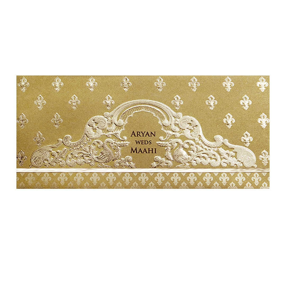 Gold Embossed Regal Wedding Invitation Card-KPR06280