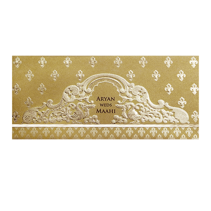 Gold Embossed Regal Wedding Invitation Card-KPR06280