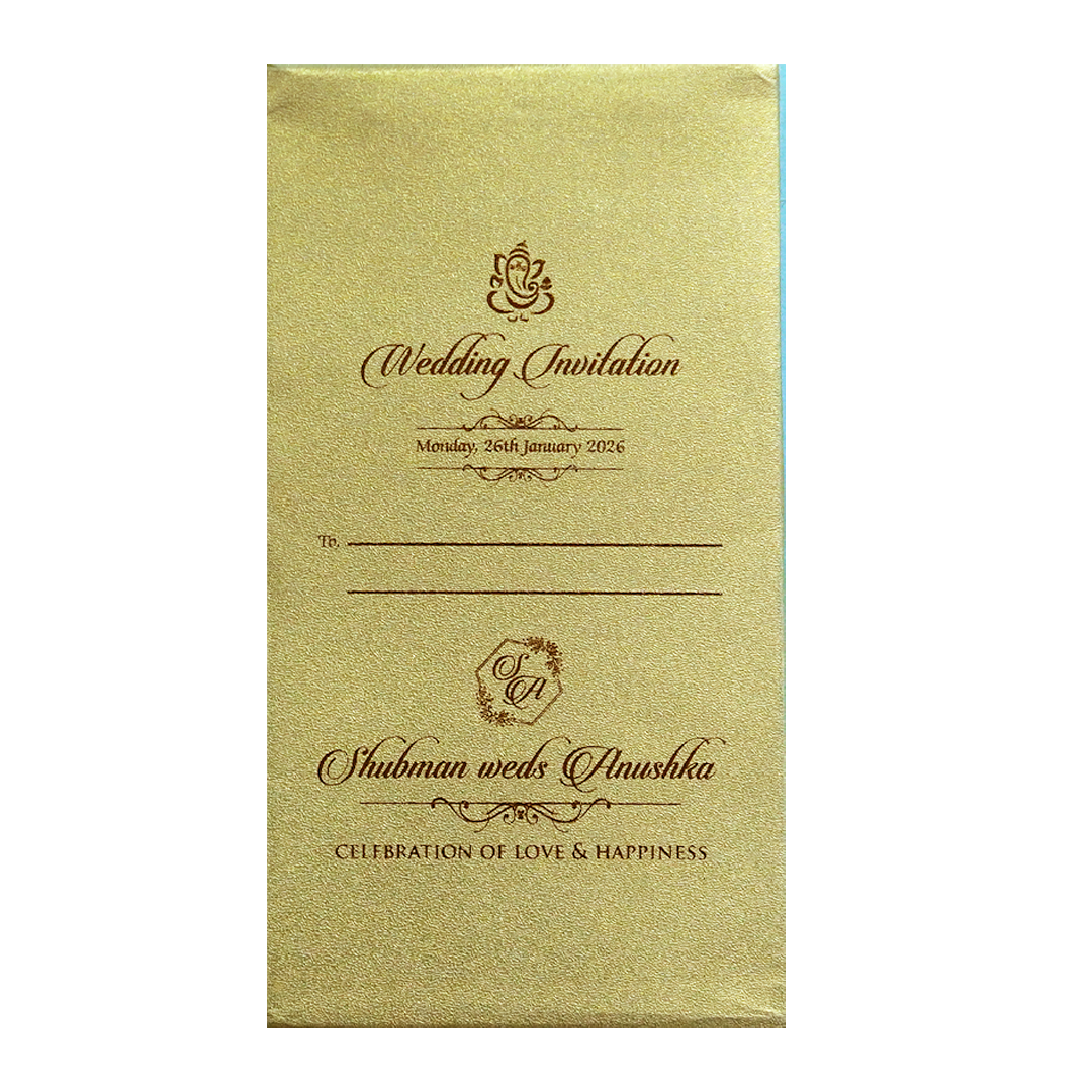 Gold MDF Laser Cutout Wedding Invitation Card - KRB07140