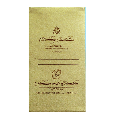 Gold MDF Laser Cutout Wedding Invitation Card - KRB07140