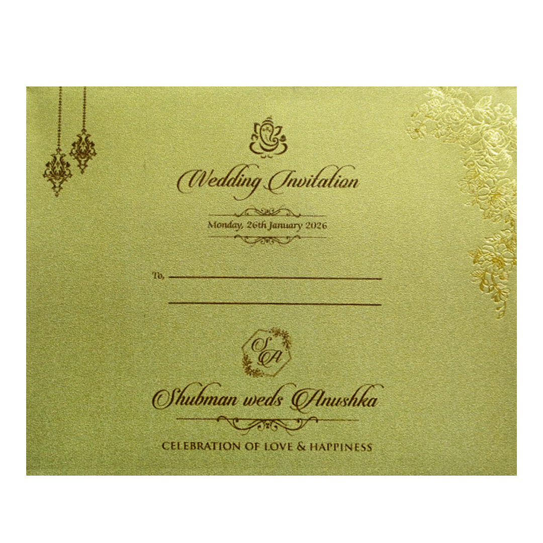 Gold MDF Laser Cutout Wedding Invitation Card-KRB09150