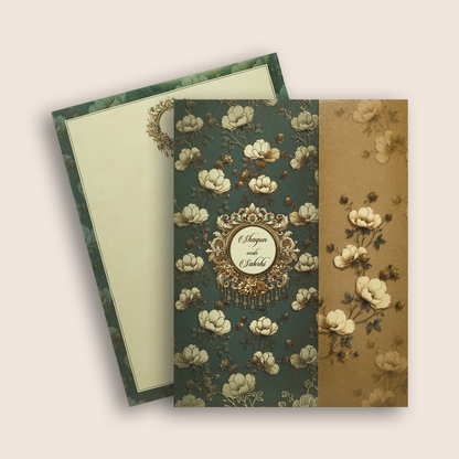 Royal Blue Floral Door Style Wedding Card - KAA05100