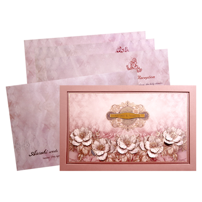 Blush Pink Floral Luxury Wedding Invitation Card-King of Cards