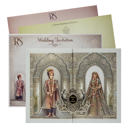 Silver Bride Groom Padded Wedding Card-KSI64150