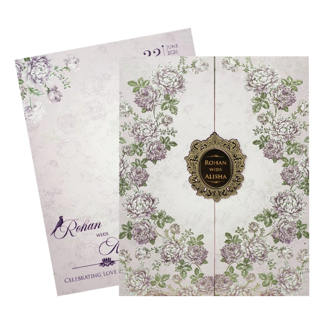 Pastel Pink Floral Padded Wedding Card-KFR15340